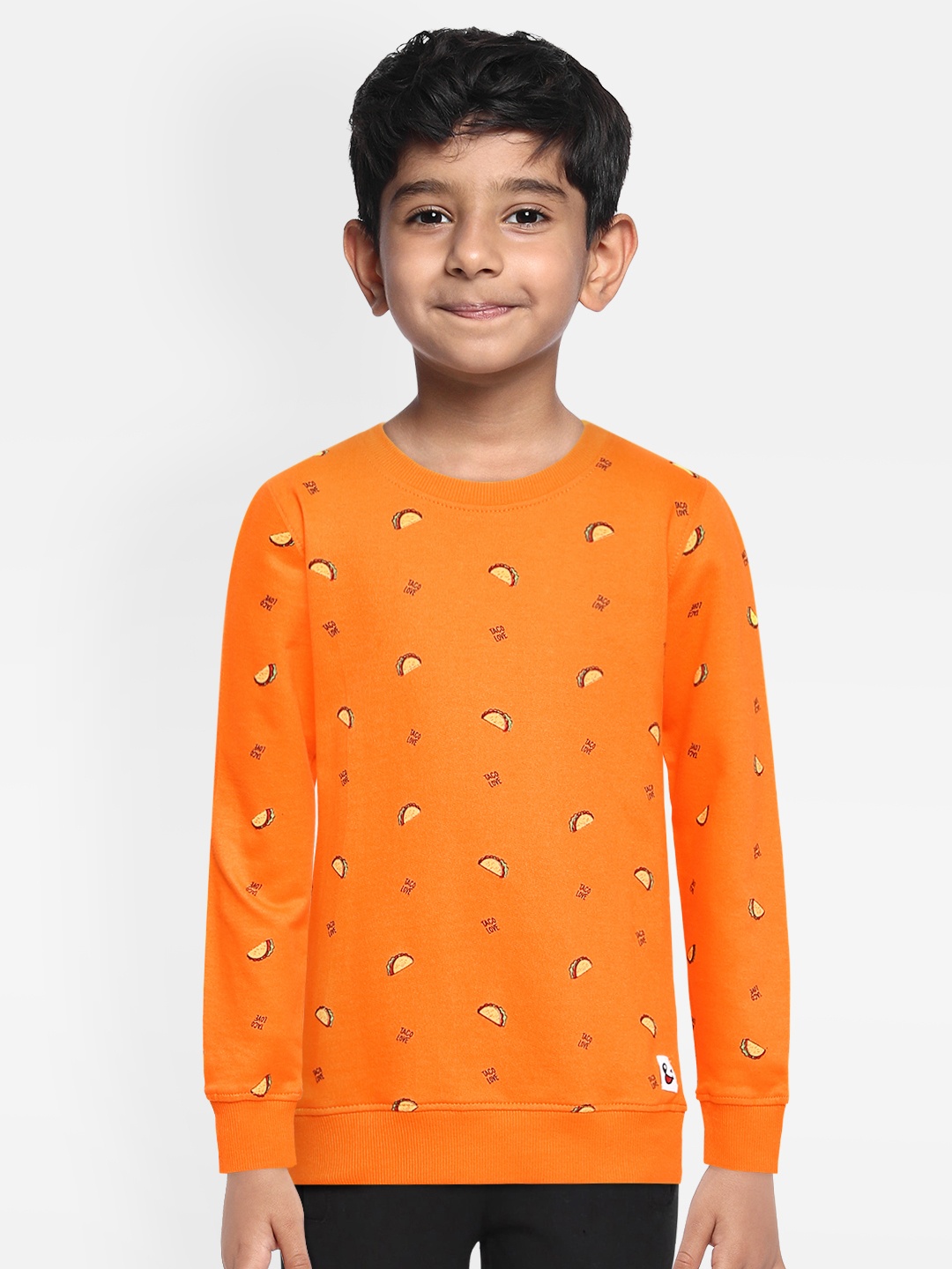 

Miss & Chief Boys Yellow Conversational Printed Pure Cotton Sweatshirt