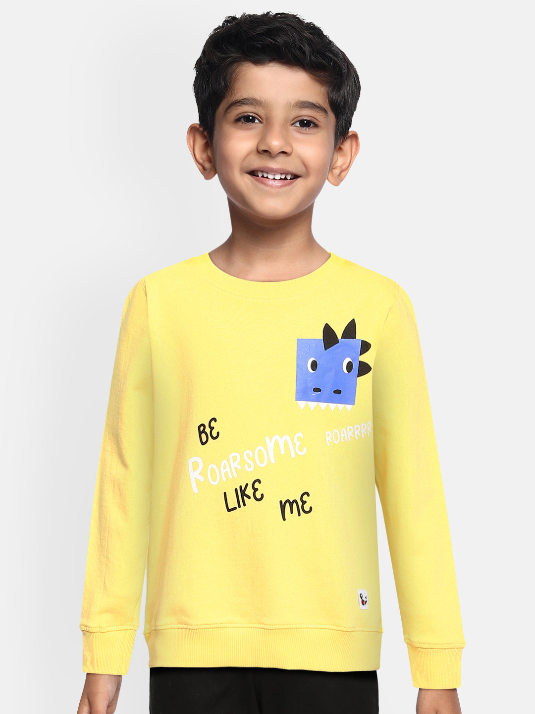 

Miss & Chief Boys Yellow Typography Printed Pure Cotton Sweatshirt