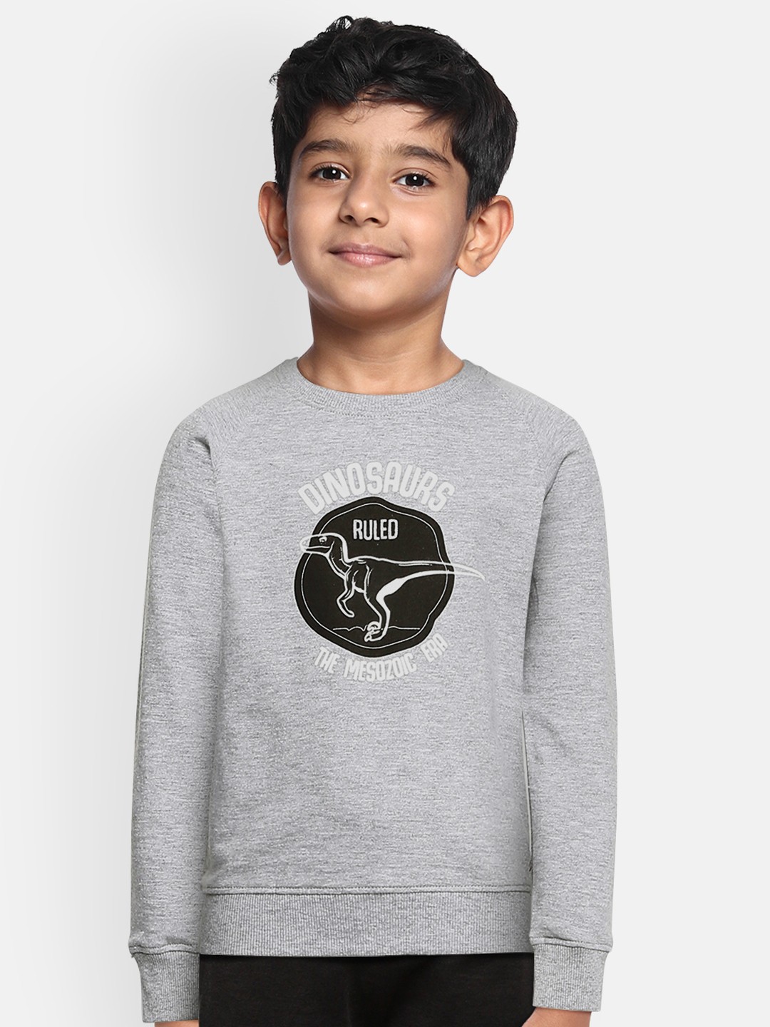 

Miss & Chief Boys Grey Melange Printed Sweatshirt