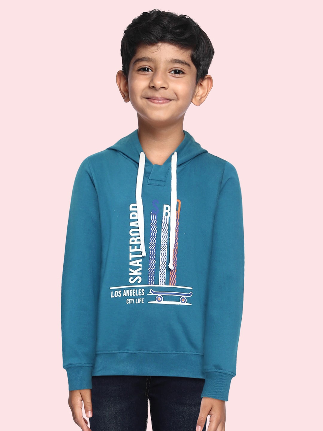 

Miss & Chief Boys Blue Printed Hooded Sweatshirt