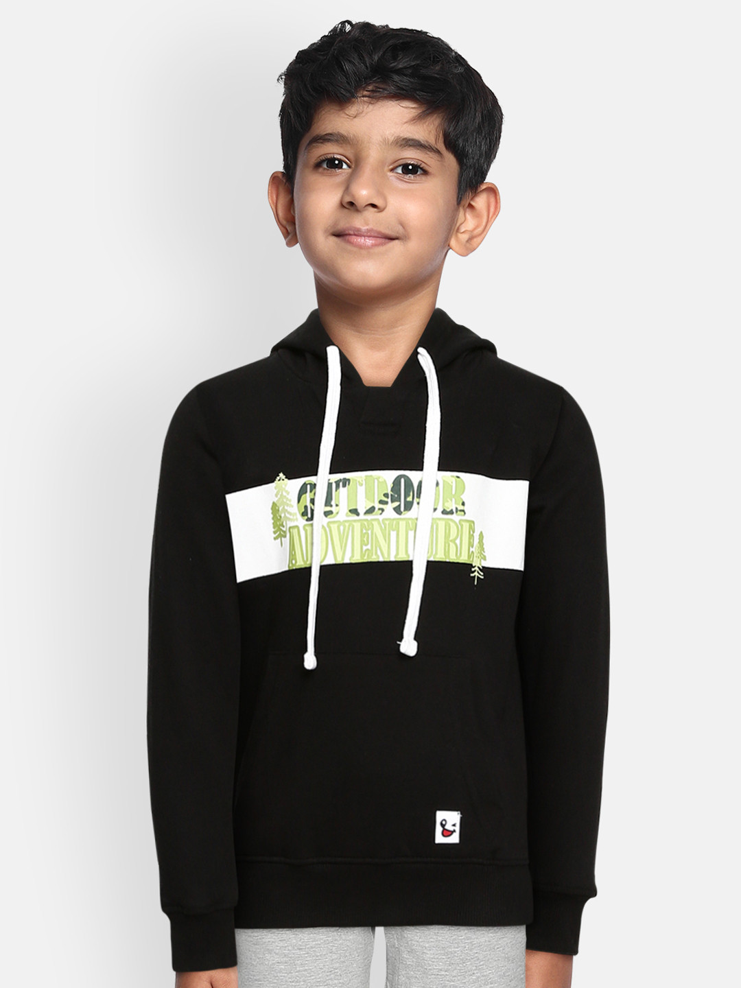 

Miss & Chief Boys Black Typography Printed Pure Cotton Hooded Sweatshirt
