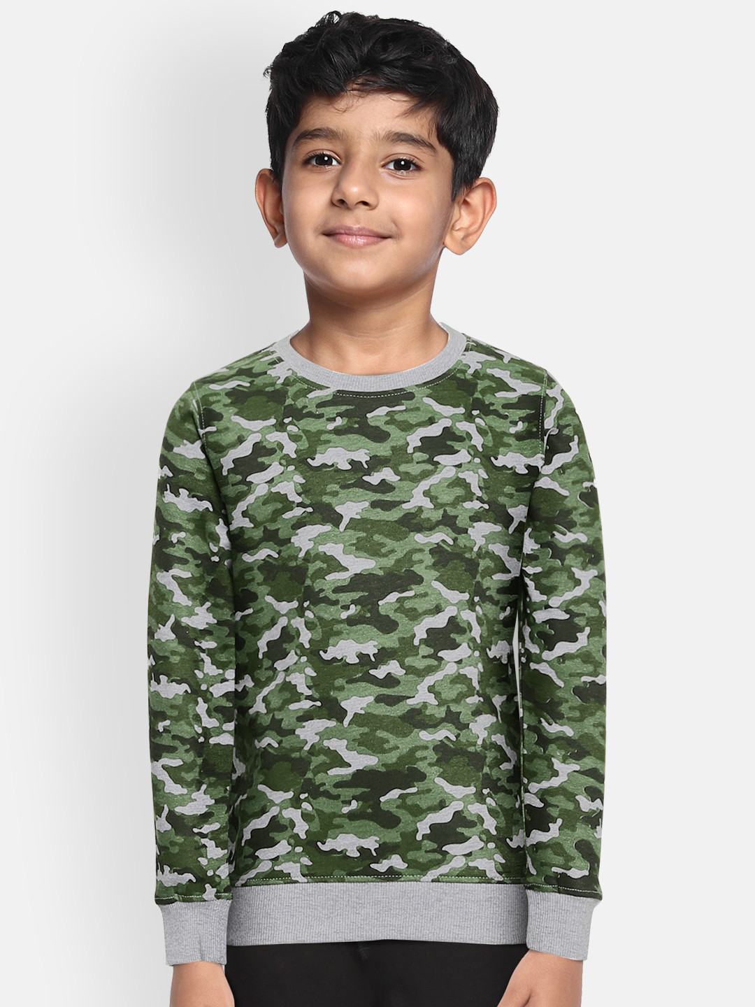 

Miss & Chief Boys Green Camouflage Printed Sweatshirt