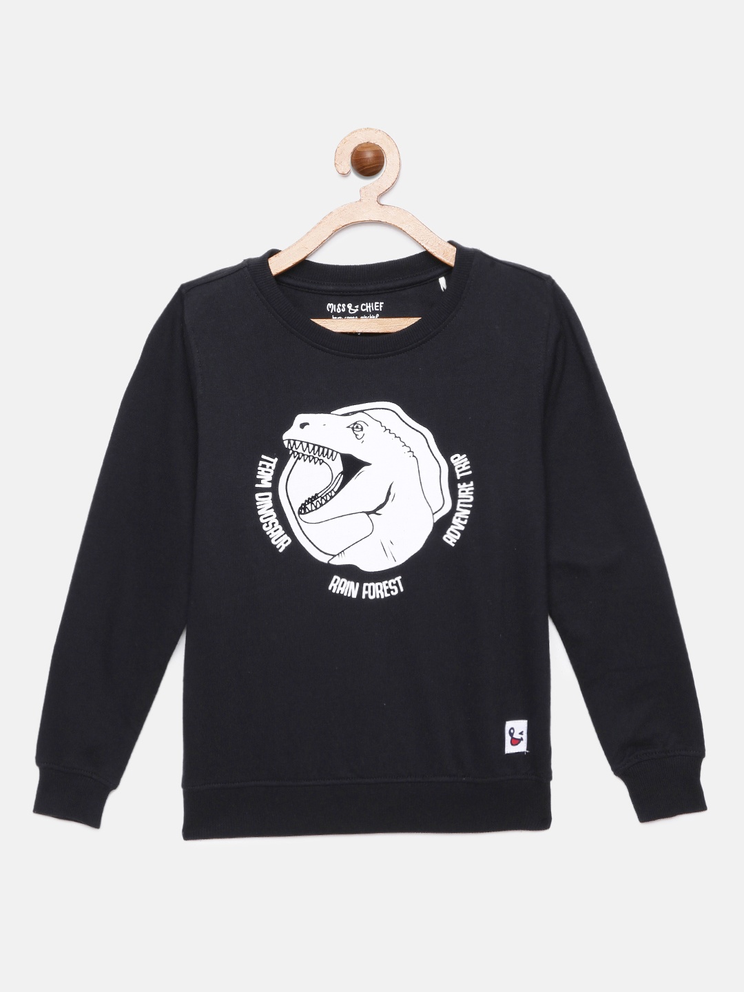 

Miss & Chief Boys Black Printed Pure Cotton Sweatshirt