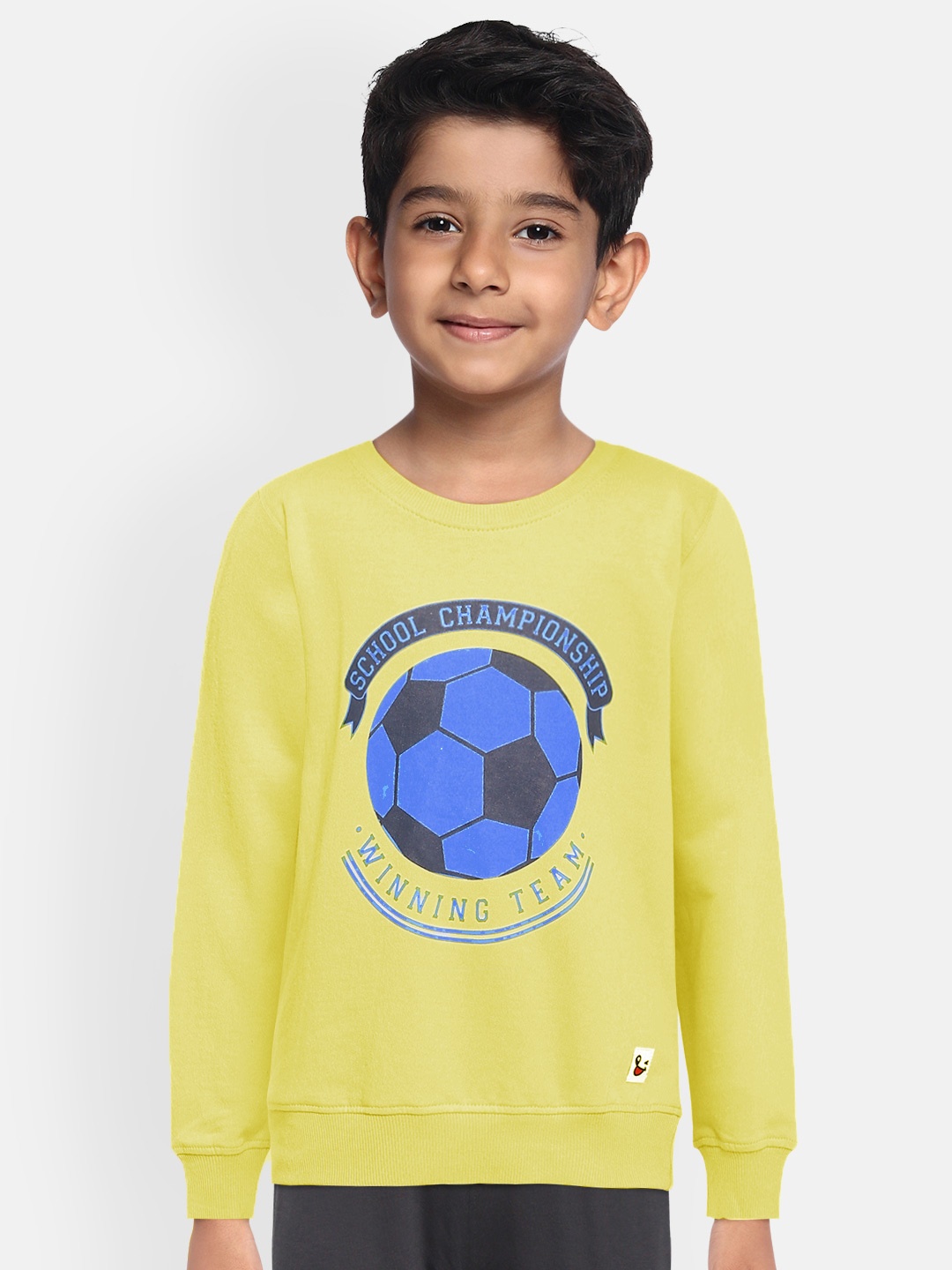 

Miss & Chief Boys Yellow Graphic Printed Pure Cotton Sweatshirt