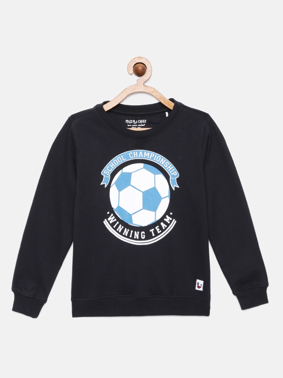 

Miss & Chief Boys Black Printed Pure Cotton Sweatshirt