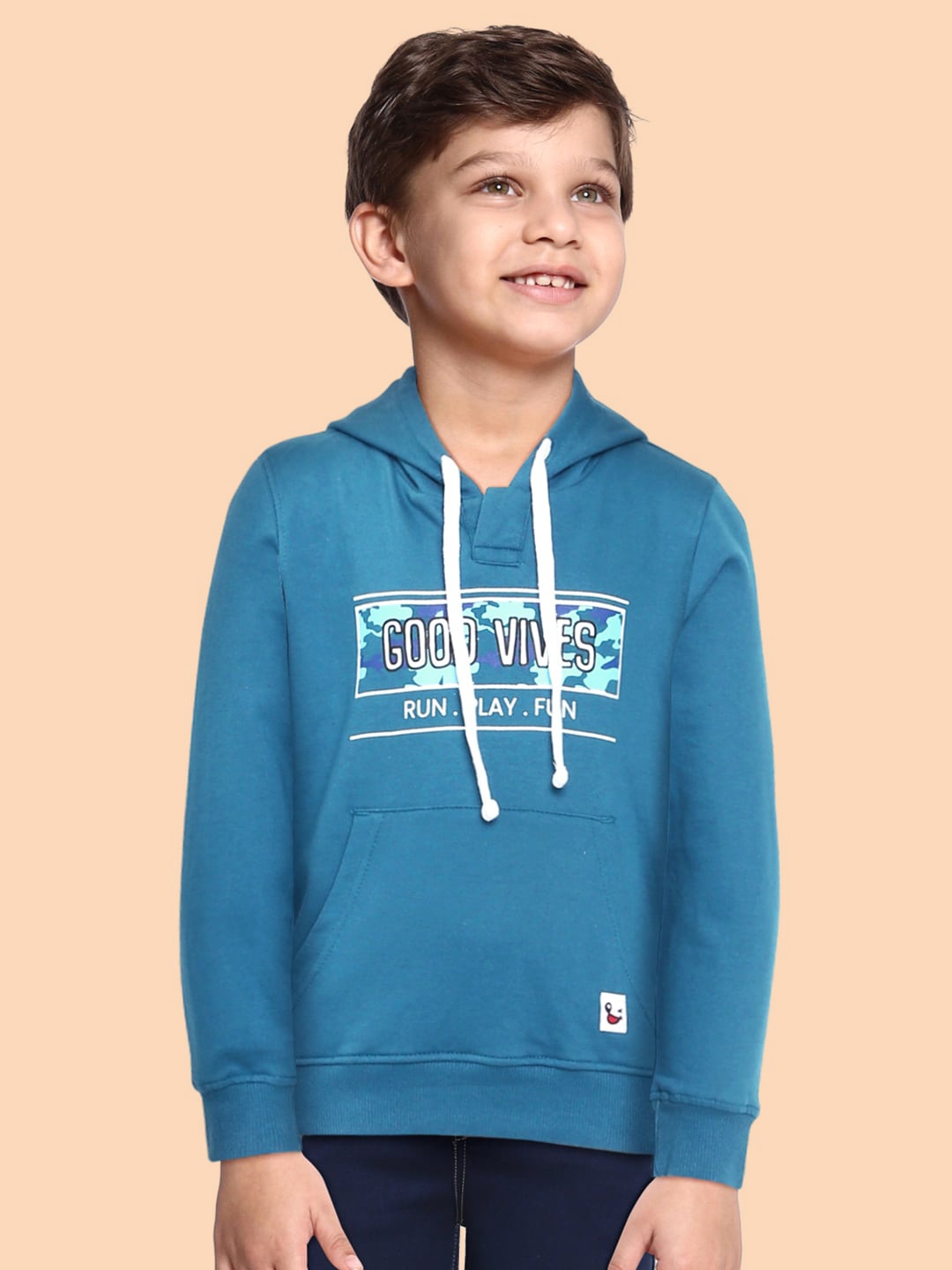 

Miss & Chief Boys Blue Printed Hooded Sweatshirt