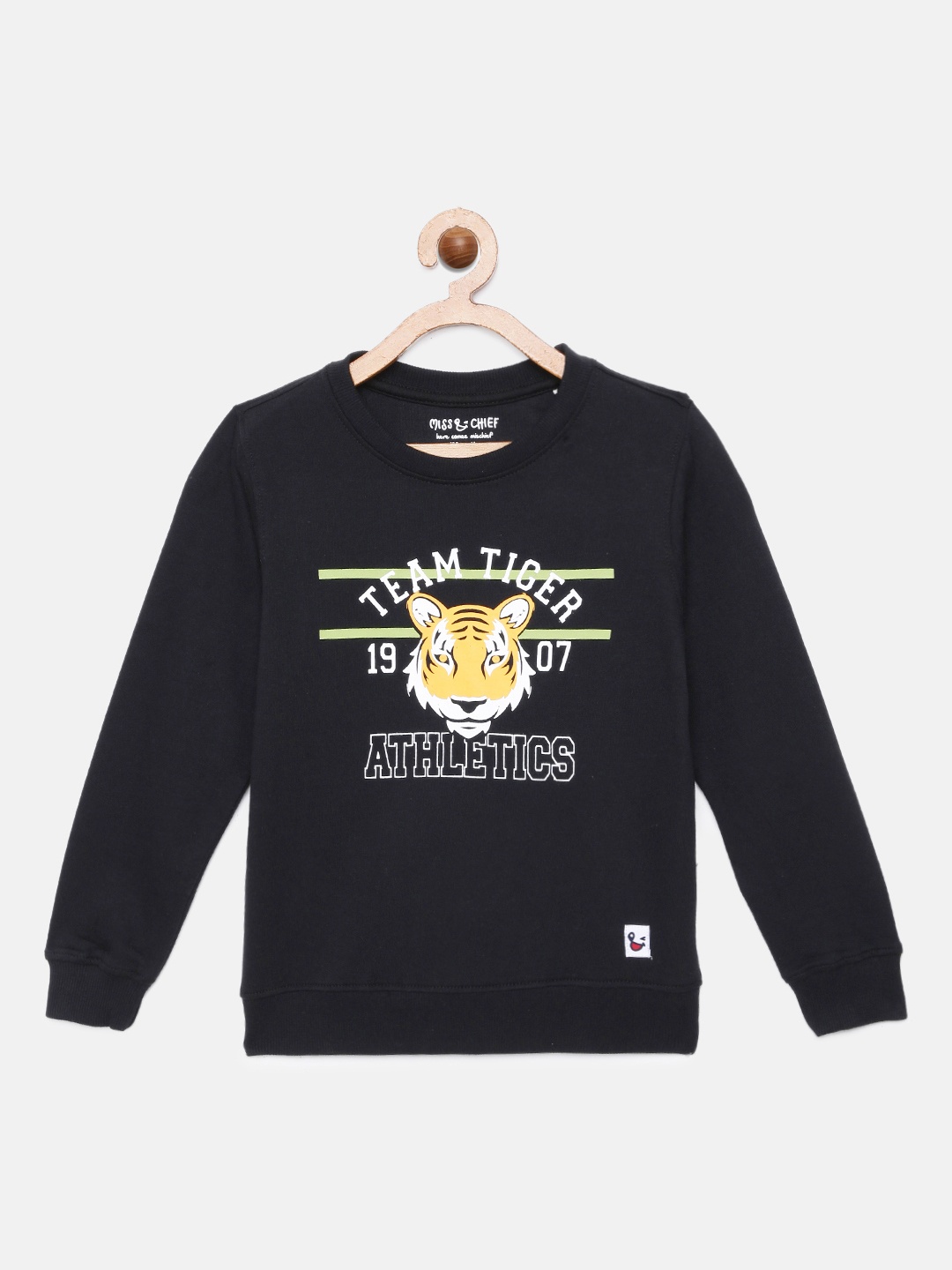 

Miss & Chief Boys Black Printed Pure Cotton Sweatshirt