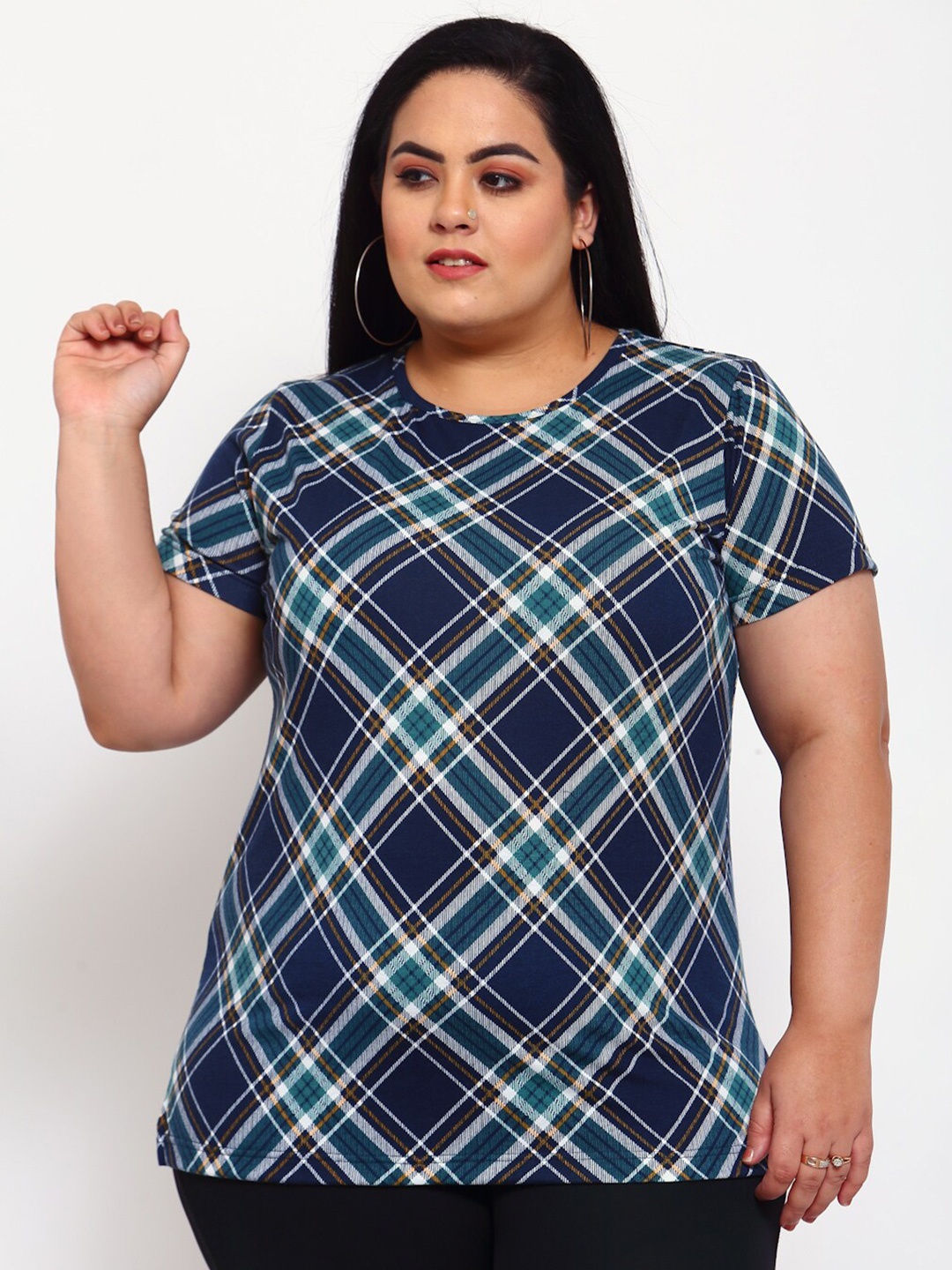

plusS Women Navy Blue Printed T-shirt