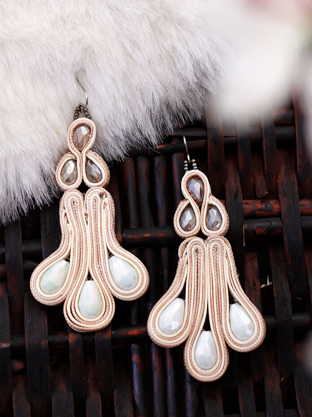 

Bellofox Beige Contemporary Drop Earrings