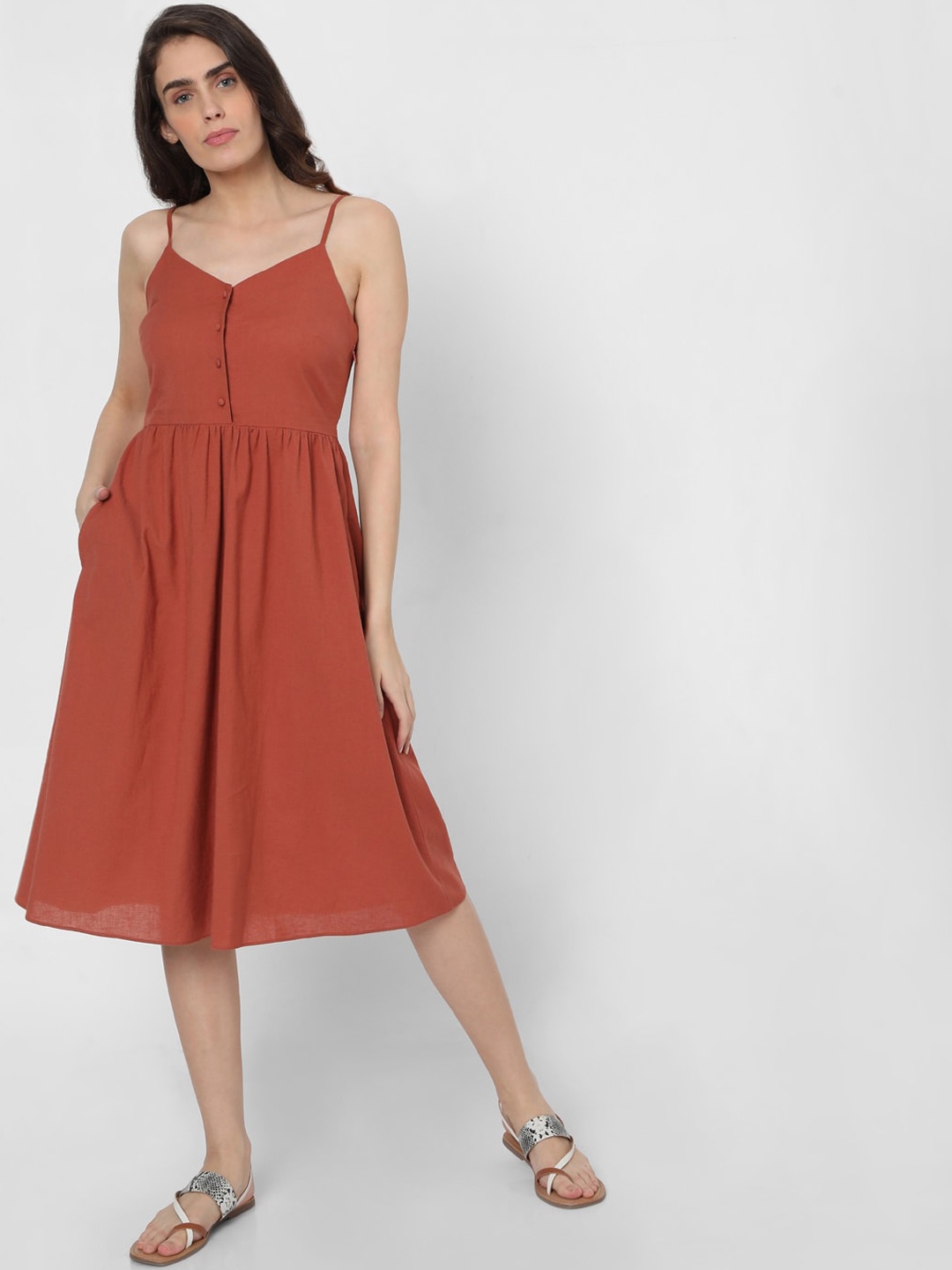 

Vero Moda Women Rust Fit & Flare Dress