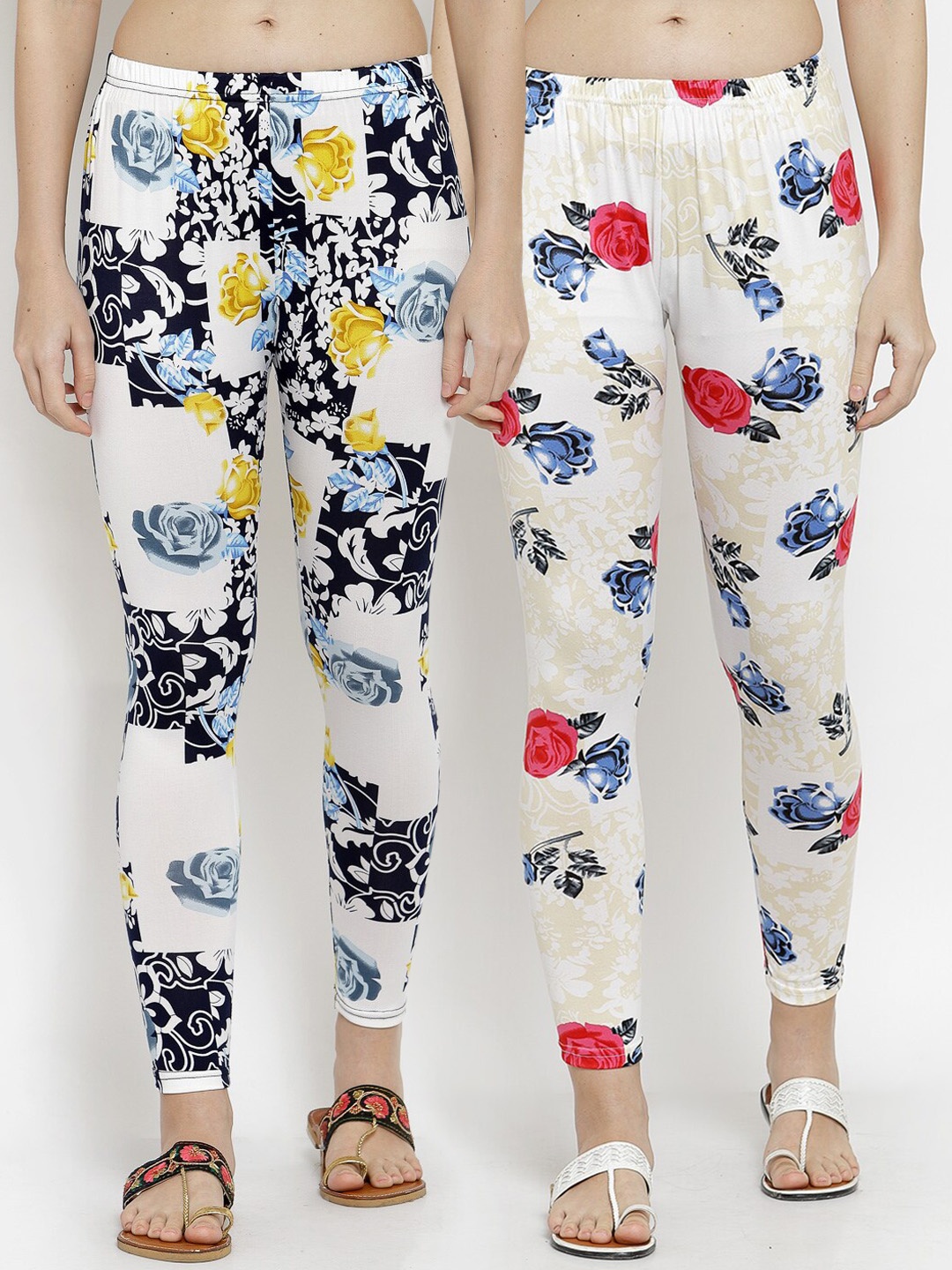 

KLOTTHE Women Pack of 2 Printed Ankle-Length Leggings, White