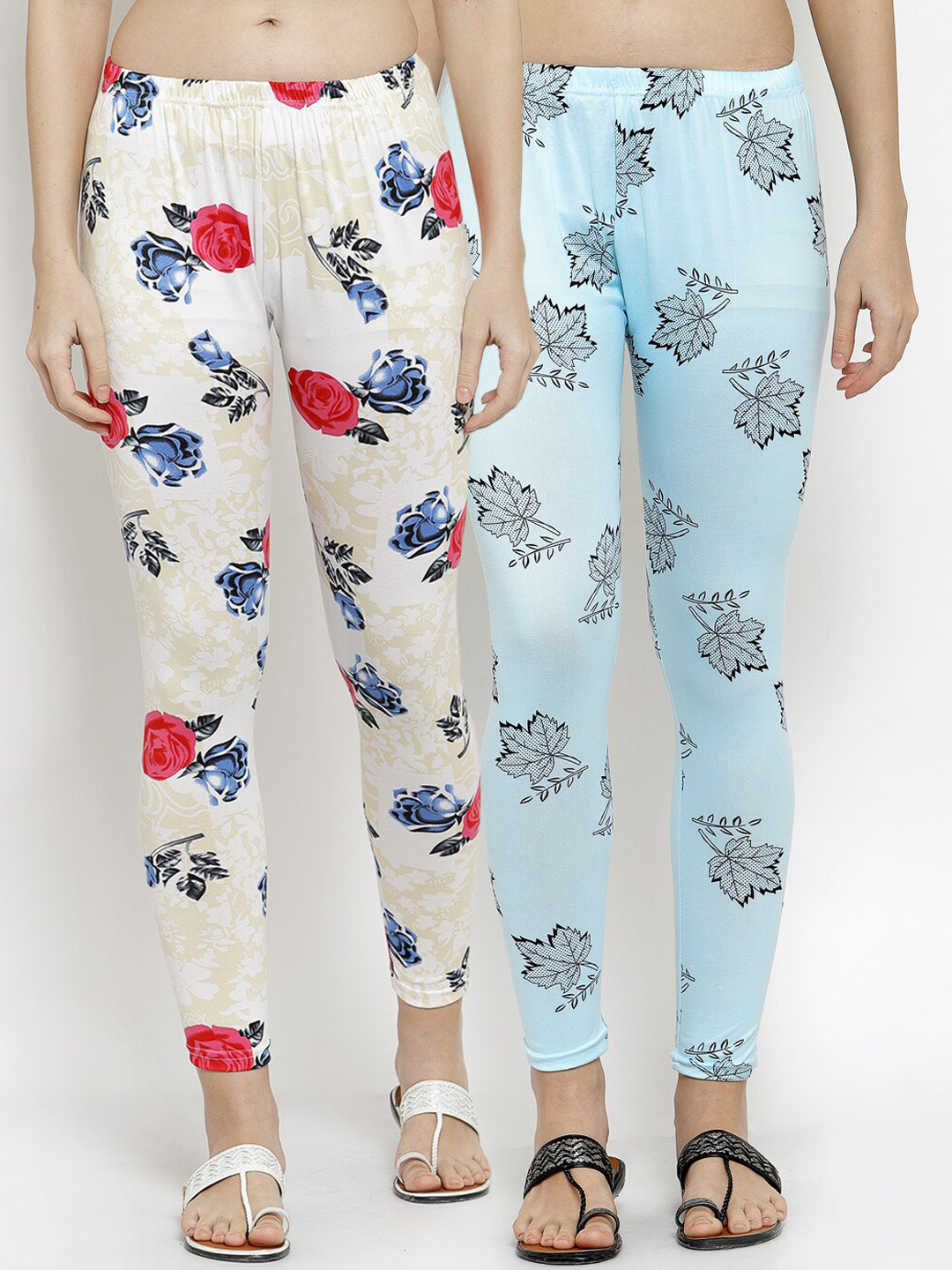 

KLOTTHE Women Pack Of 2 Printed Ankle-Length Leggings, Blue