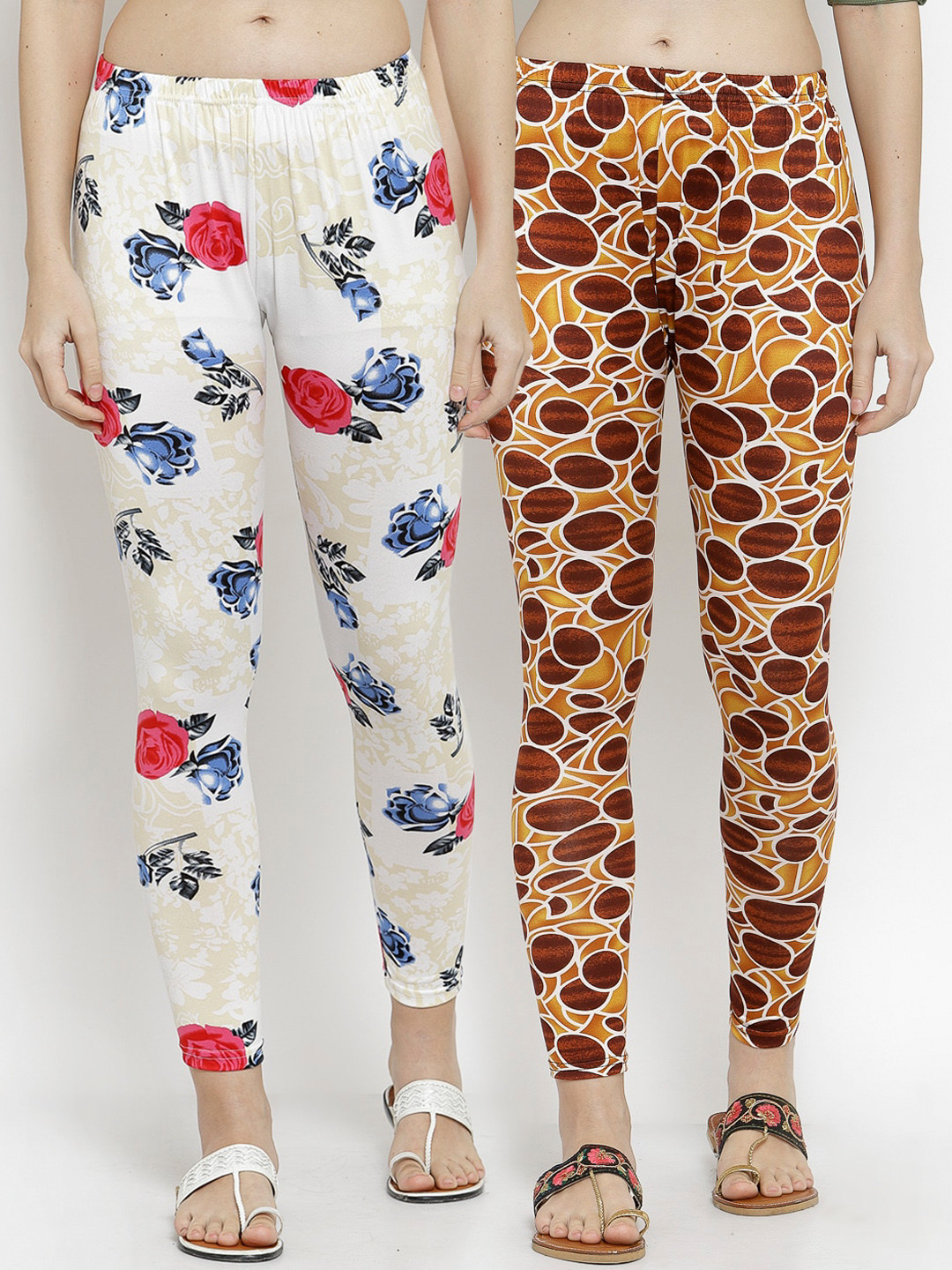

KLOTTHE Women Pack Of 2 Printed Ankle-Length Leggings, White