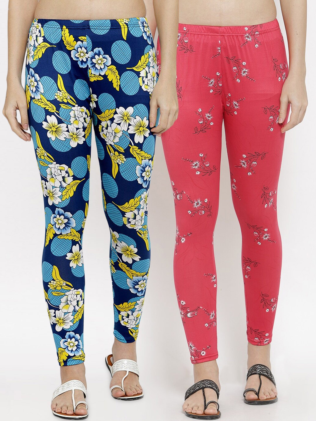 

KLOTTHE Women Pack Of 2 Printed Ankle-Length Leggings, Blue
