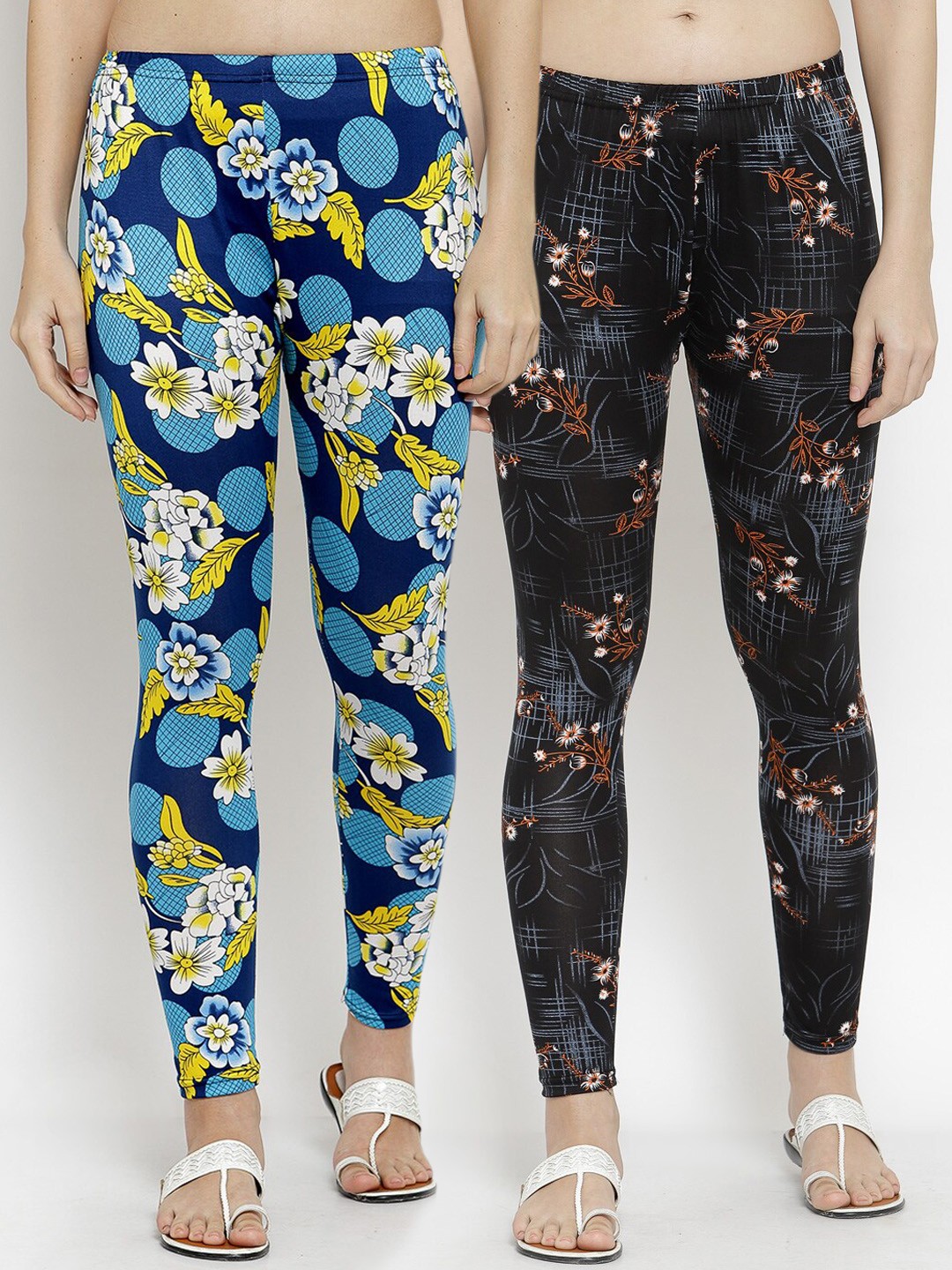

KLOTTHE Women Pack Of 2 Printed Ankle-Length Leggings, Blue
