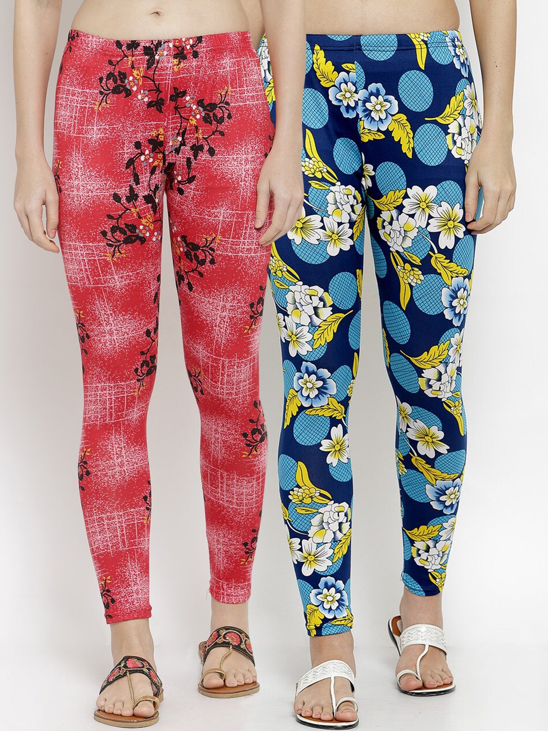 

KLOTTHE Women Pack Of 2 Printed Ankle-Length Leggings, Blue