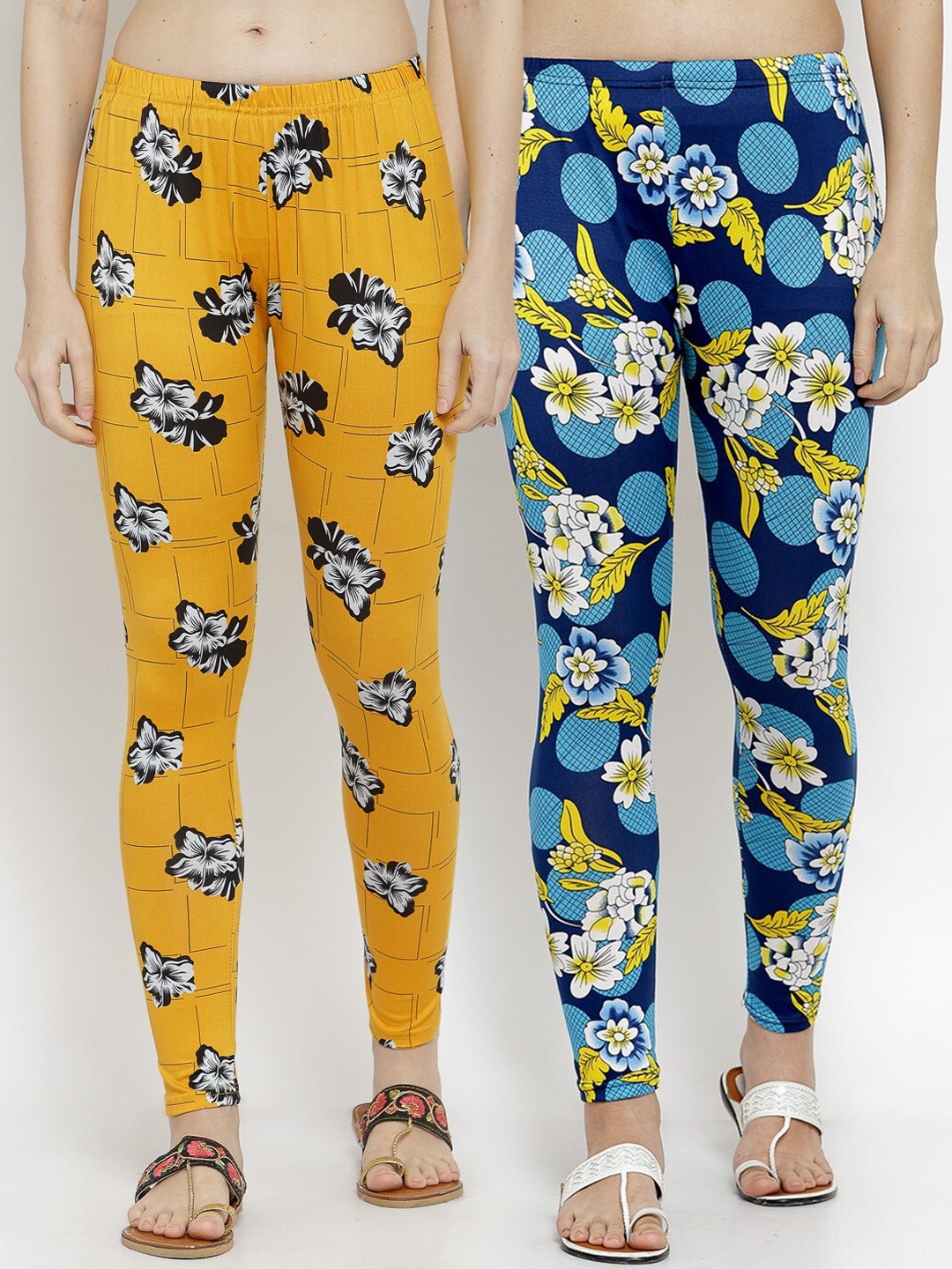 

KLOTTHE Women Pack Of 2 Printed Ankle-Length Leggings, Blue