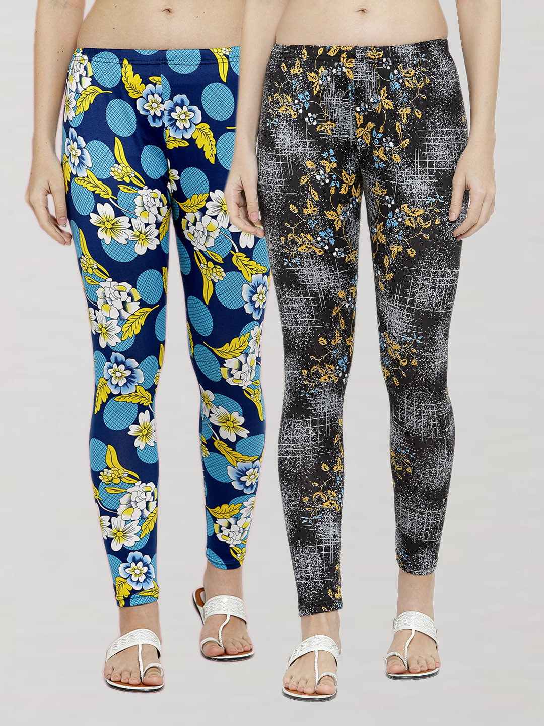 

KLOTTHE Women Pack Of 2 Printed Ankle-Length Leggings, Blue