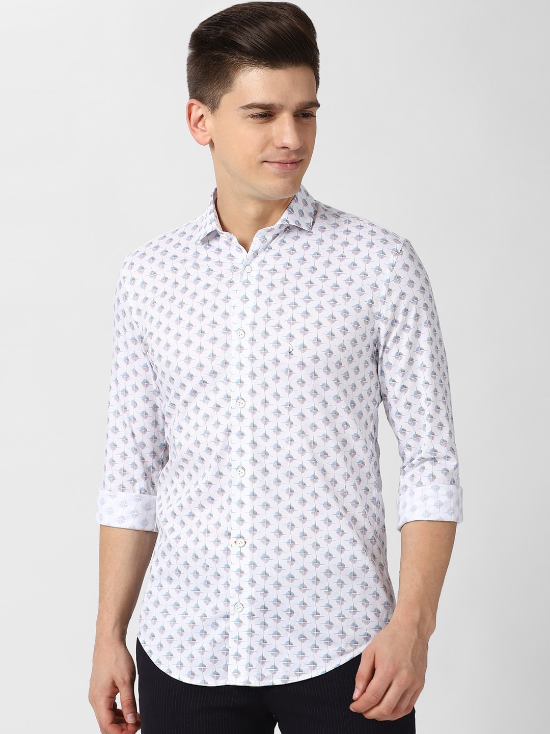 

Peter England Men White Opaque Printed Casual Shirt