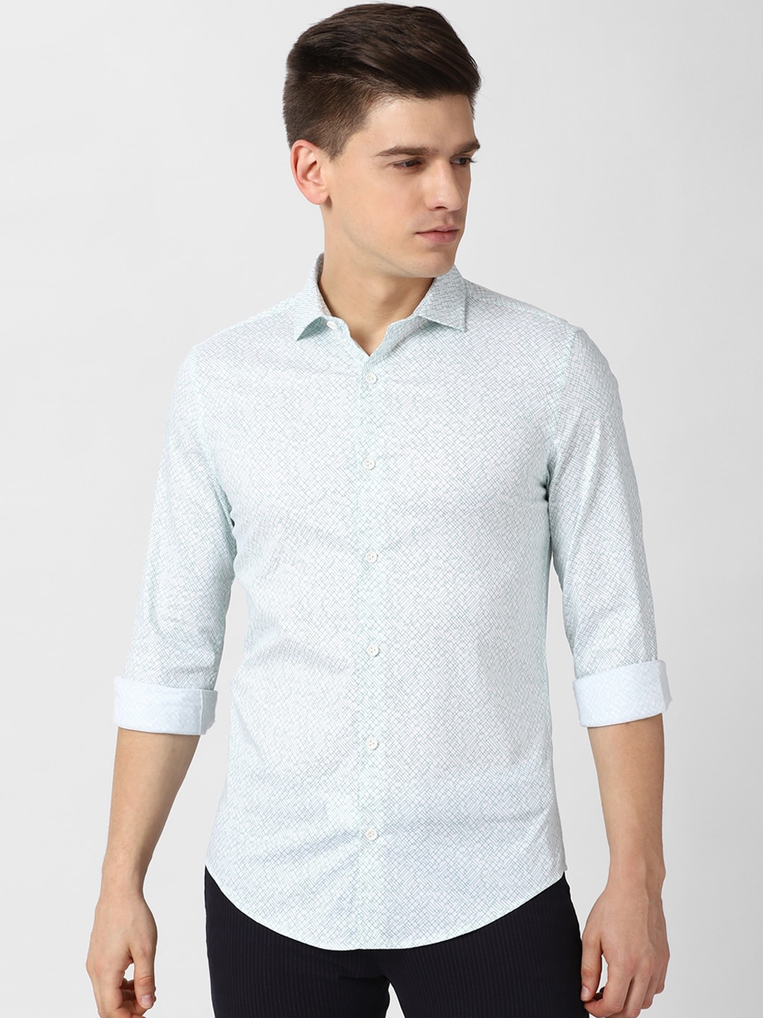 

Peter England Men Blue Printed Formal Shirt