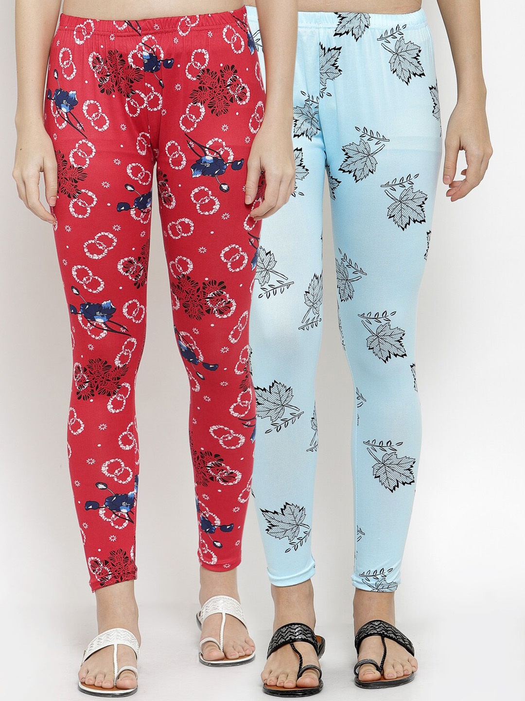 

KLOTTHE Women Pack Of 2 Printed Ankle-Length Leggings, Red