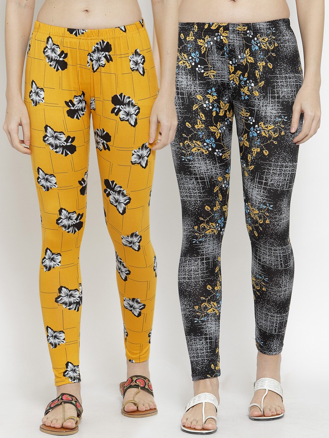 

KLOTTHE Women Pack Of 2 Printed Ankle-Length Leggings, Black