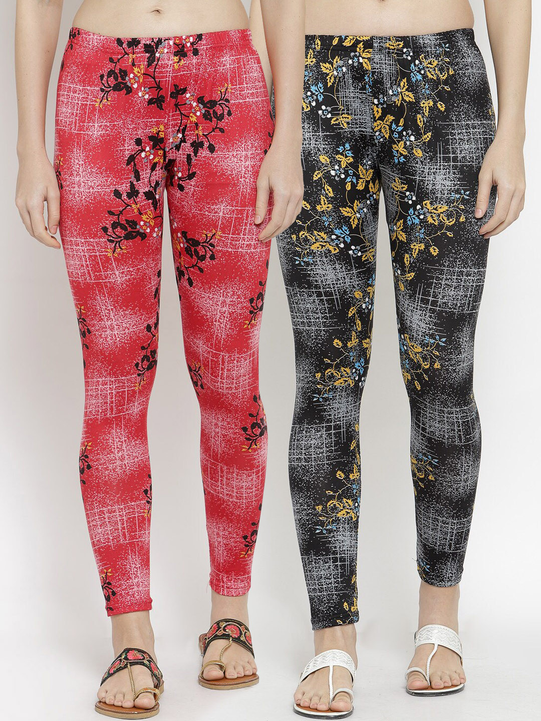 

KLOTTHE Women Pack Of 2 Printed Ankle-Length Leggings, Black