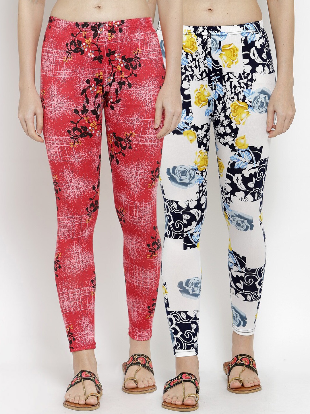 

KLOTTHE Women Pack Of 2 Printed Ankle-Length Leggings, White