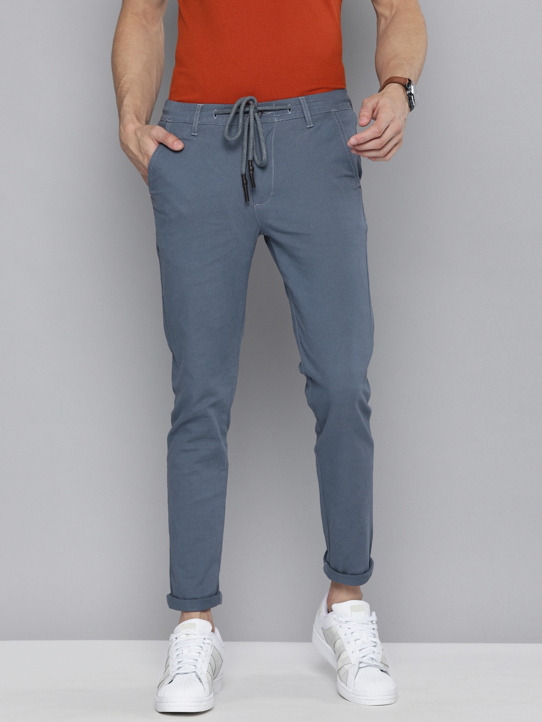 

The Indian Garage Co Men Blue Slim Fit Chinos Trousers