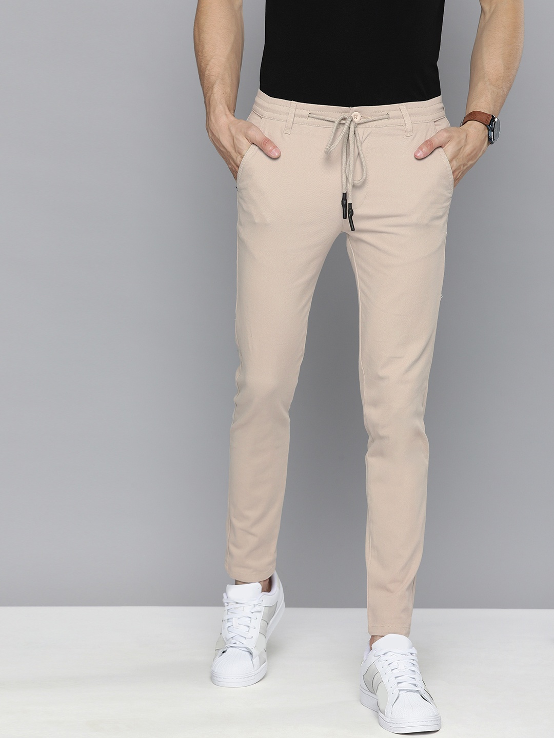 

The Indian Garage Co Men Slim Fit Chinos Trousers, Beige