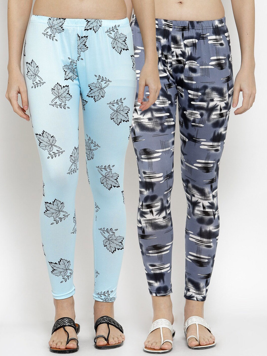 

KLOTTHE Women Pack Of 2 Printed Ankle-Length Leggings, Grey
