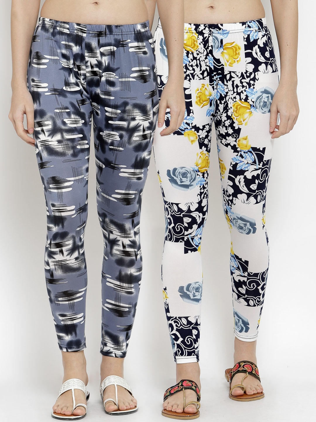 

KLOTTHE Women Pack Of 2 Printed Ankle-Length Leggings, White