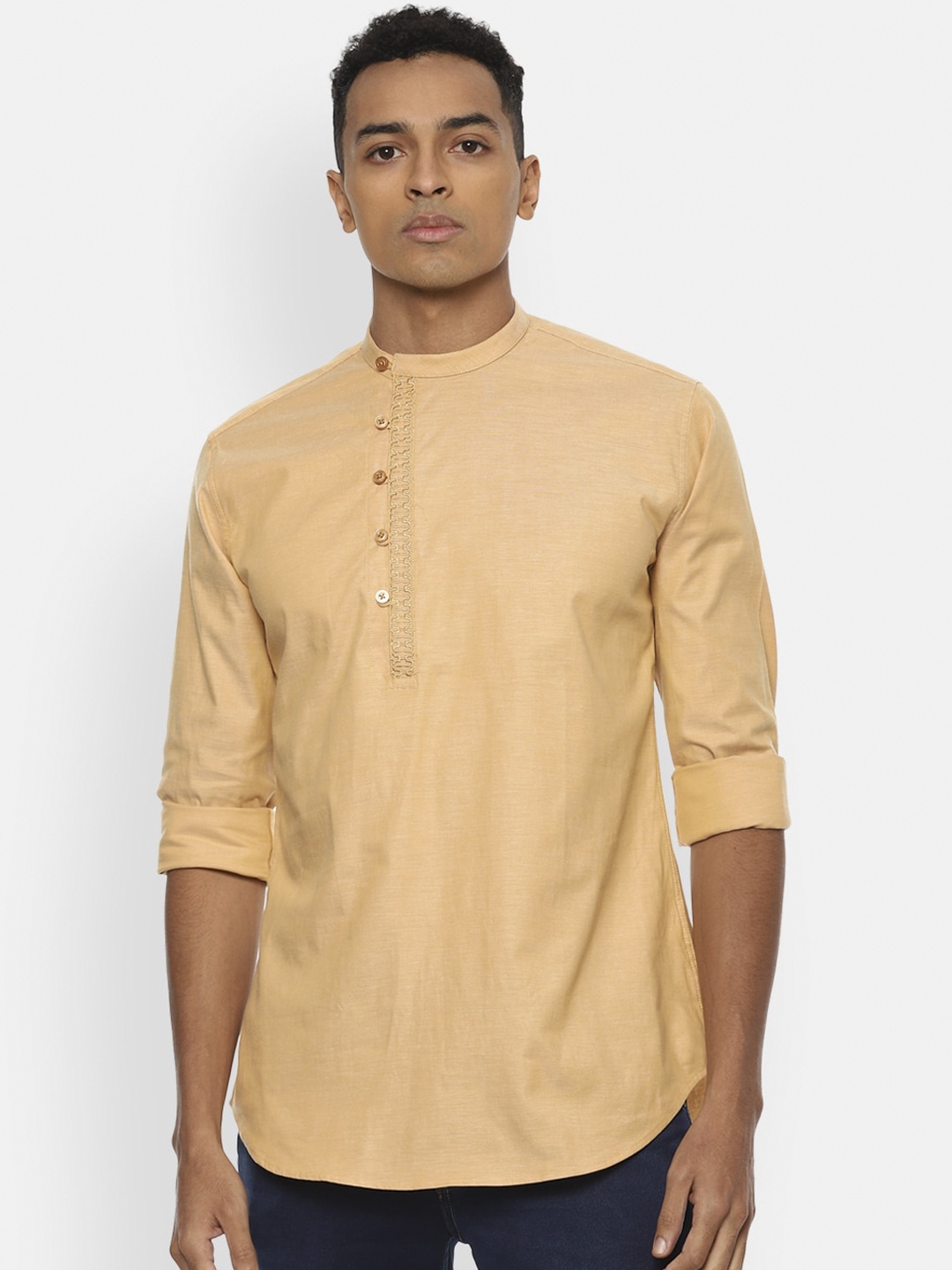 

V Dot Men Khaki Slim Fit Opaque Casual Shirt