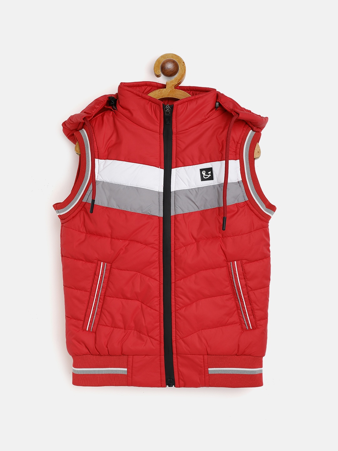 

Miss & Chief Boys Red & White Striped Detachable Hood Padded Jacket