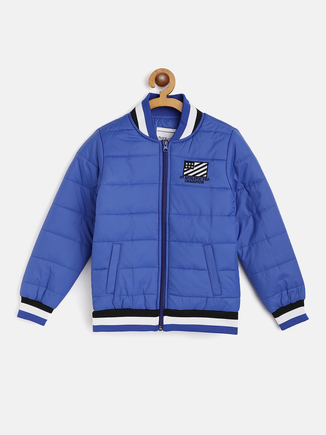 

Miss & Chief Boys Blue Solid Bomber Jacket