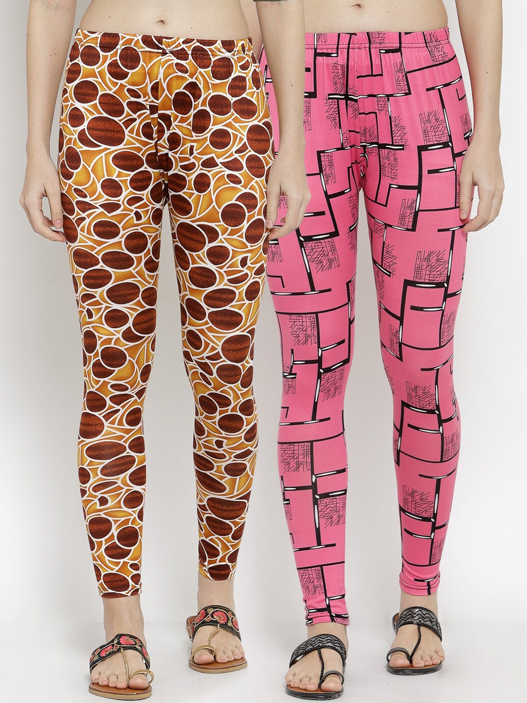 

KLOTTHE Women Pack Of 2 Printed Ankle-Length Leggings, Pink