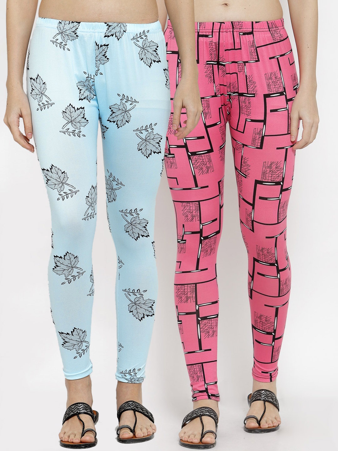 

KLOTTHE Women Pack Of 2 Printed Ankle-Length Leggings, Pink