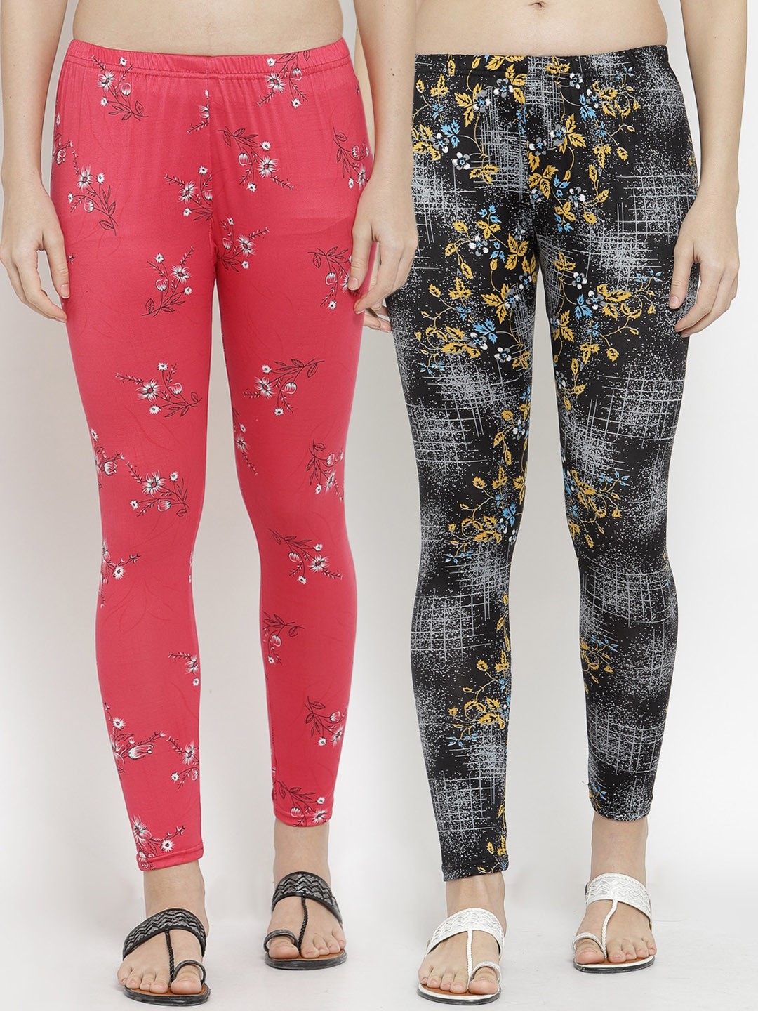 

KLOTTHE Women Pack Of 2 Printed Ankle-Length Leggings, Red