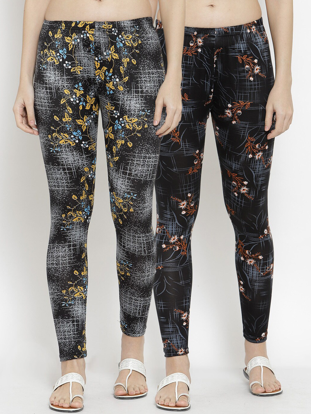 

KLOTTHE Women Pack Of 2 Printed Ankle-Length Leggings, Black