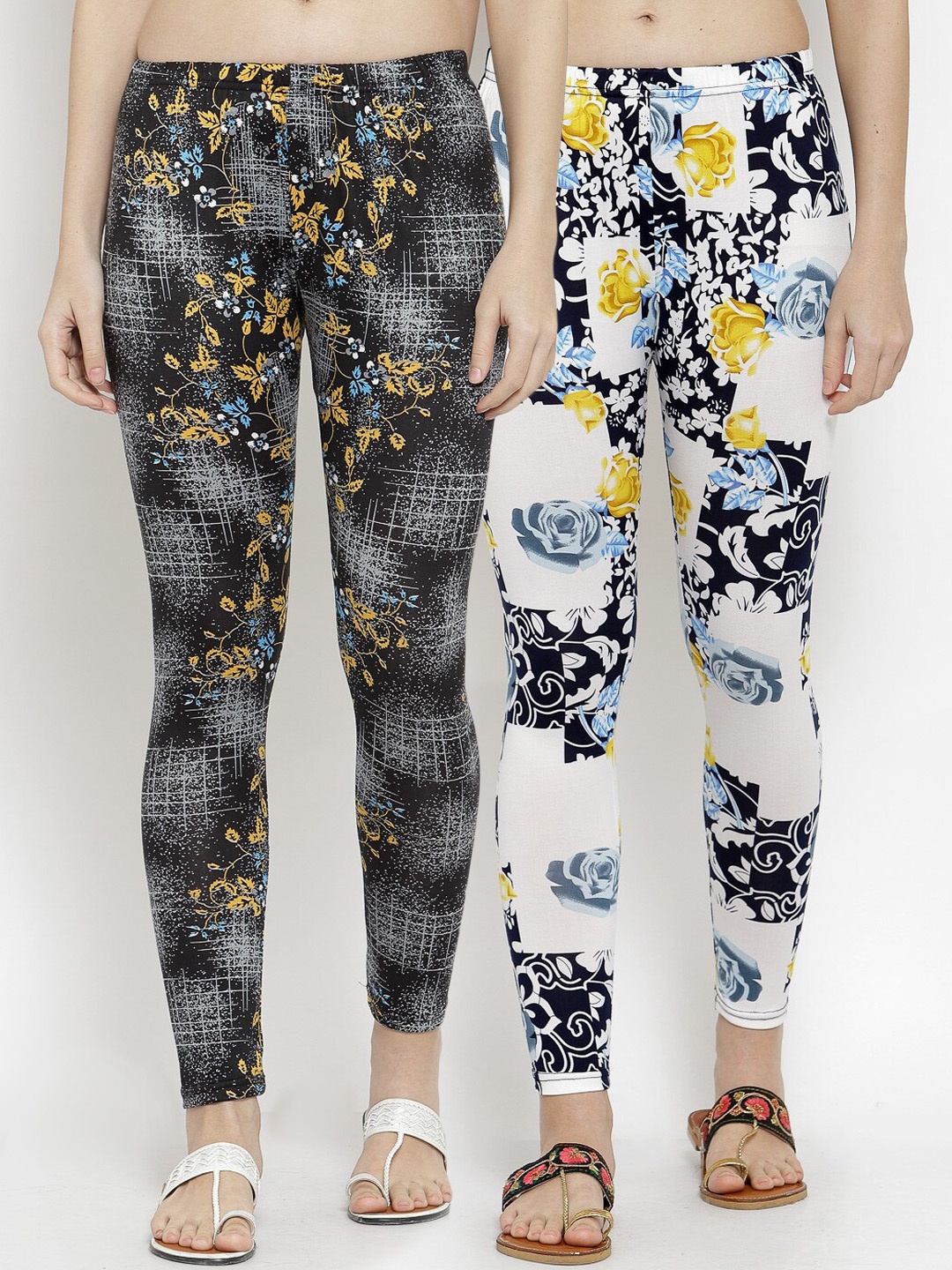

KLOTTHE Women Pack Of 2 Printed Ankle-Length Leggings, Black