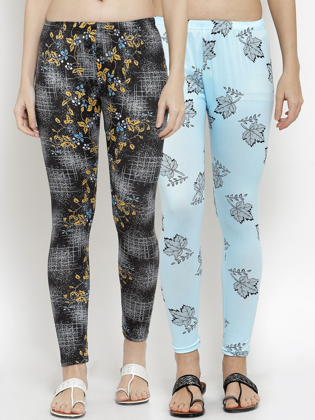 

KLOTTHE Women Pack Of 2 Printed Ankle-Length Leggings, Black