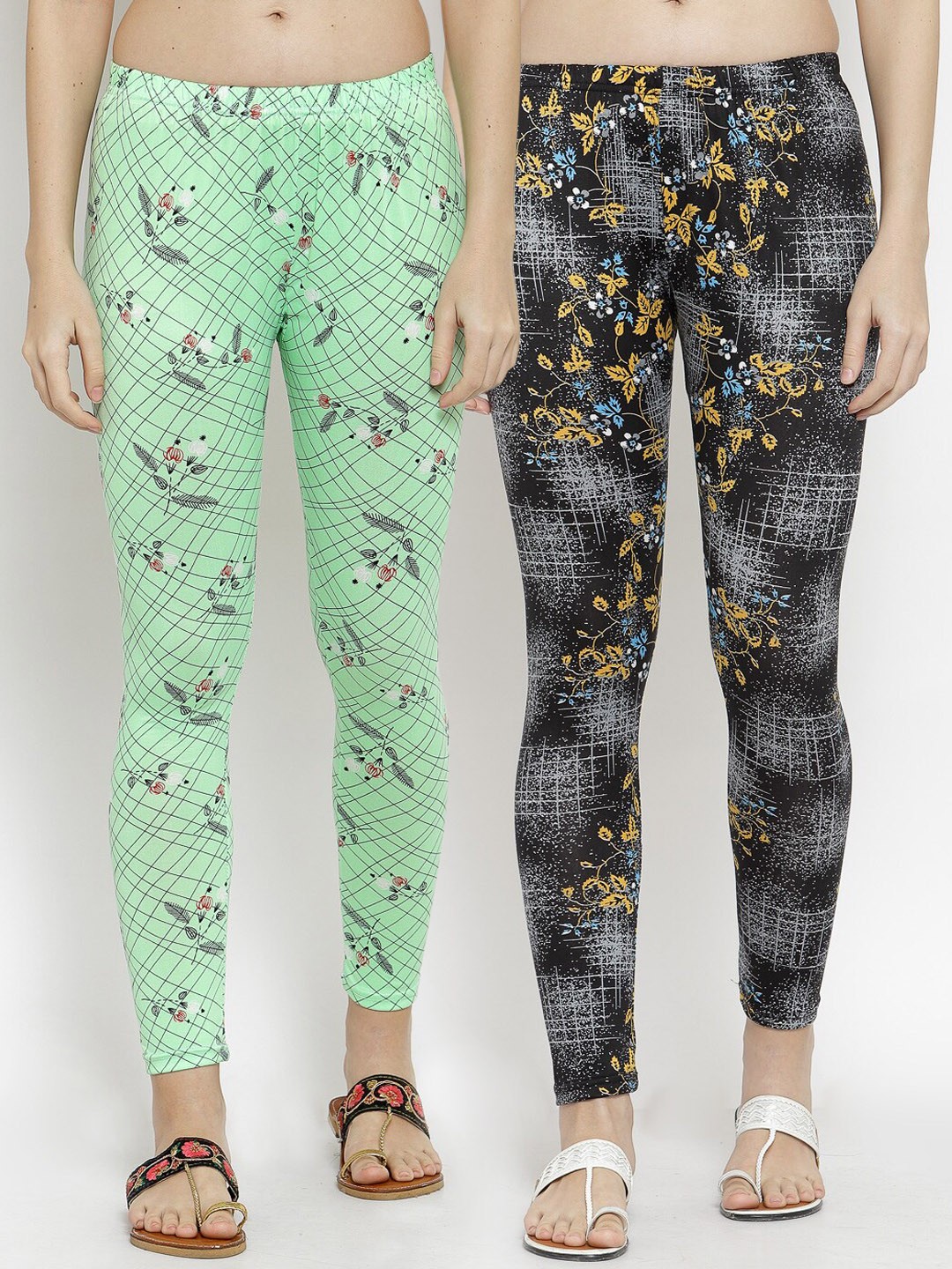

KLOTTHE Women Pack Of 2 Printed Ankle-Length Leggings, Black