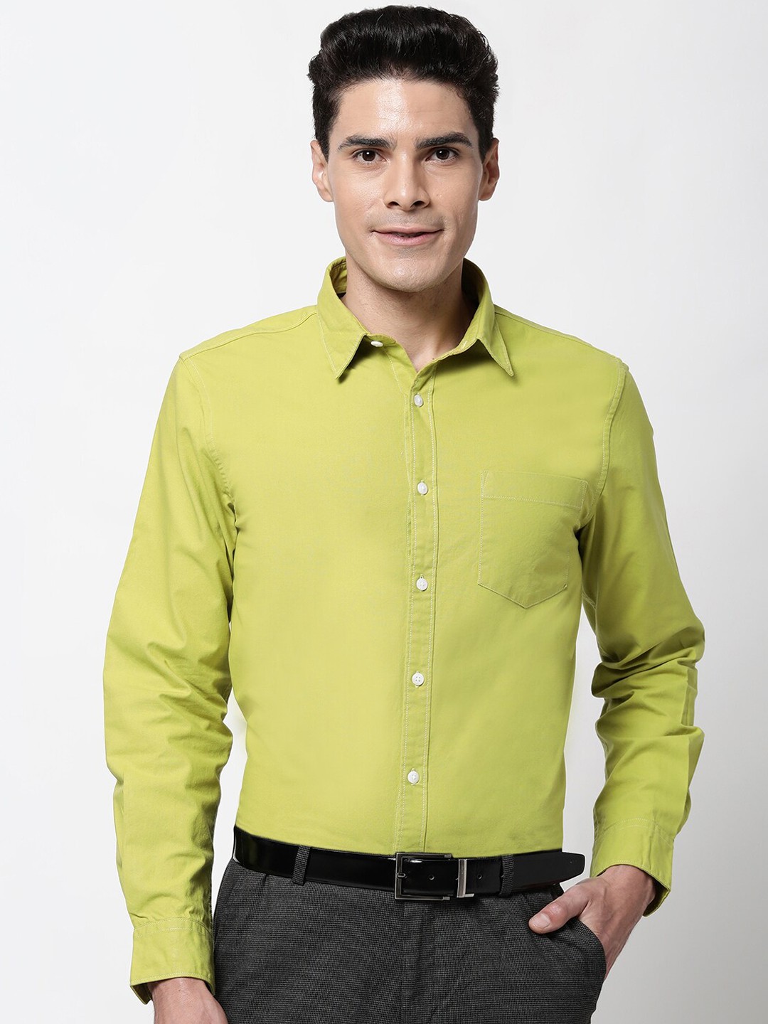 

Ruggers Men Lime Green Opaque Casual Shirt