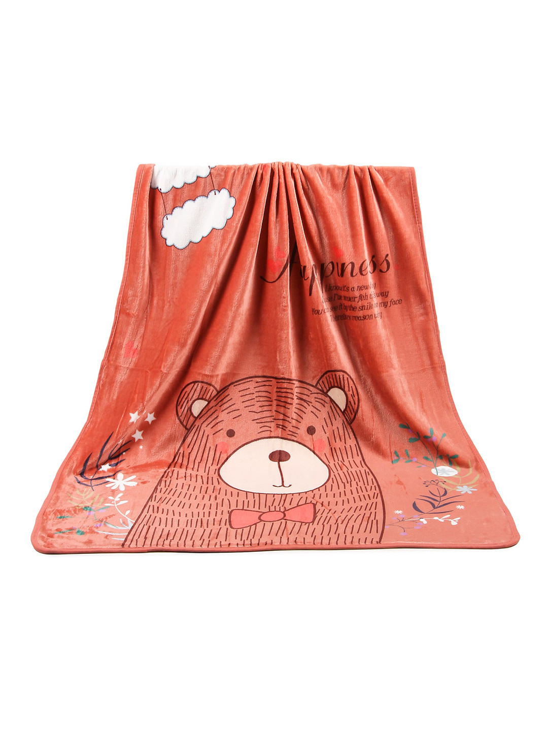 

Butterthief Kids Rust Brown & White Cartoon Characters AC Room 233 GSM Single Bed Blanket