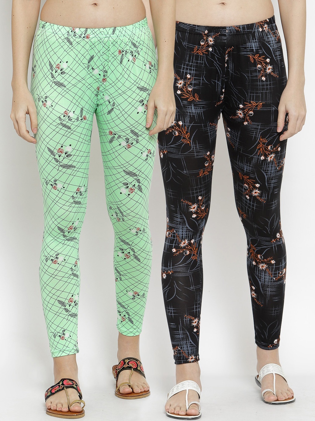

KLOTTHE Women Pack Of 2 Printed Ankle-Length Leggings, Black