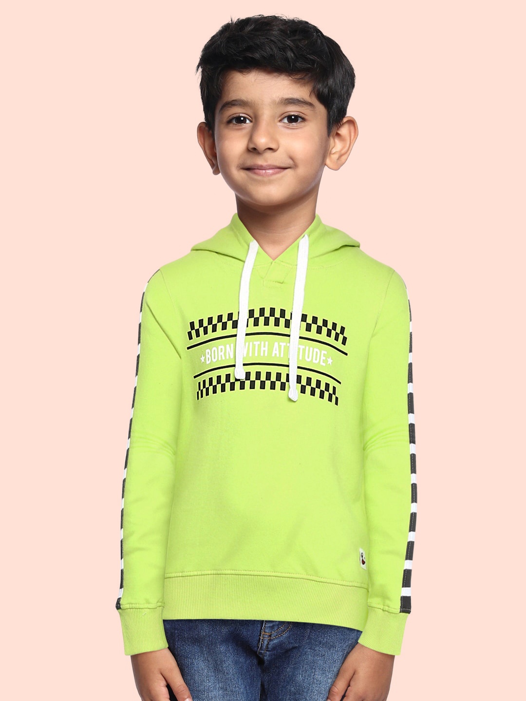 

Miss & Chief Boys Green Printed Hooded Sweatshirt