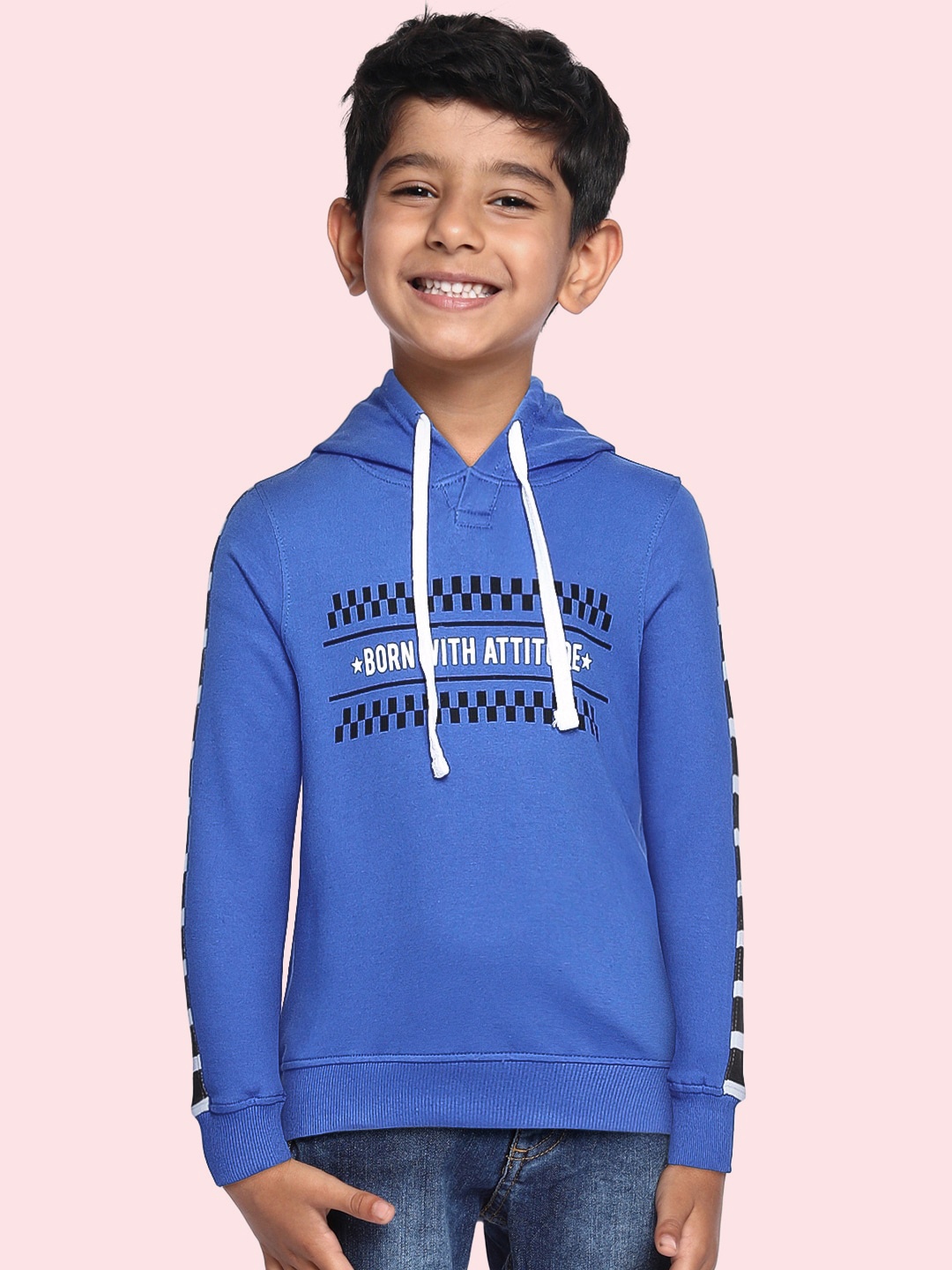 

Miss & Chief Boys Blue Printed Hooded Sweatshirt