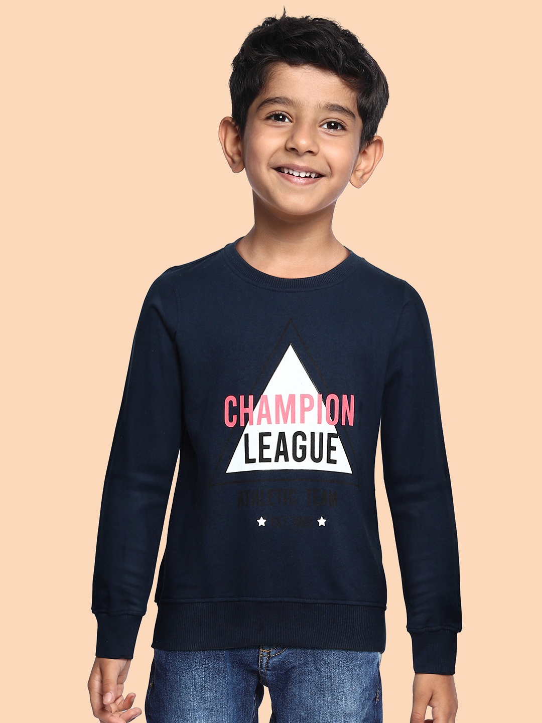 

Miss & Chief Boys Navy Blue Pure Cotton Printed Sweatshirt