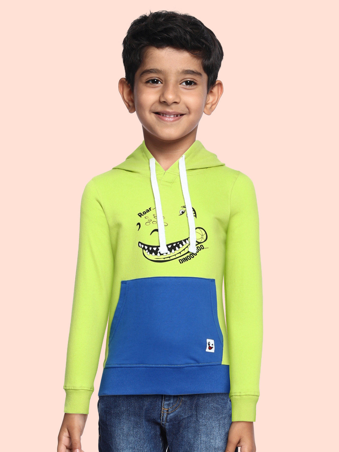 

Miss & Chief Boys Green Printed Hooded Sweatshirt