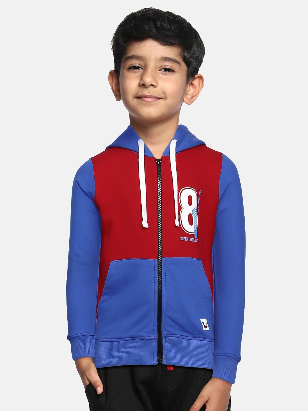 

Miss & Chief Boys Red Colourblocked Hooded Sweatshirt